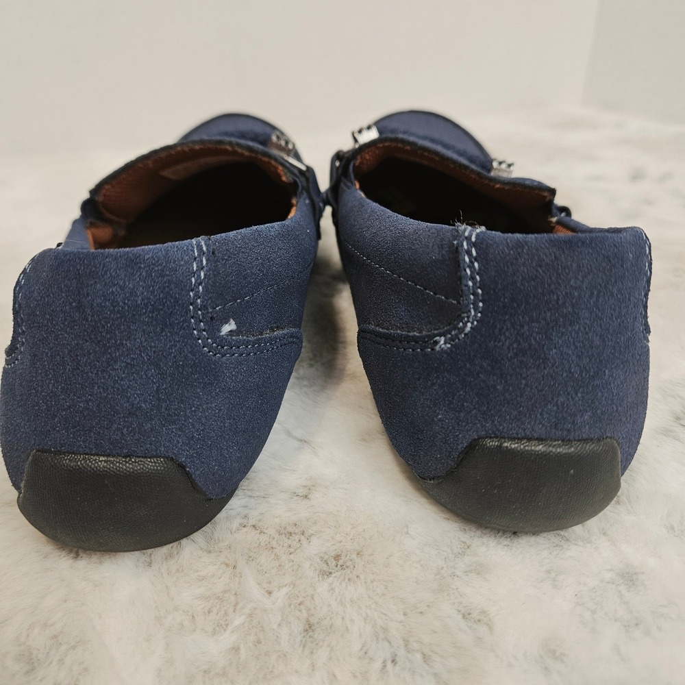 Crown Vintage Blue Leo Perforated Faux Suede Loafers 3 Boys Preppy Academia - Picture 5 of 8
